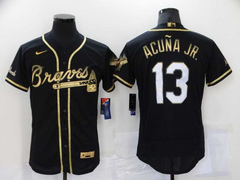 Braves 13 Ronald Acuna Jr. Black Gold 2020 Nike Flexbase Jersey,We sell and wholesale Braves 13 Ronald Acuna Jr. Black Gold 2020 Nike Flexbase Jersey on line form chian!